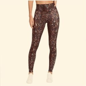 Spanx Faux Leather Snake Shine Leggings in Mocha Snake, Size Medium